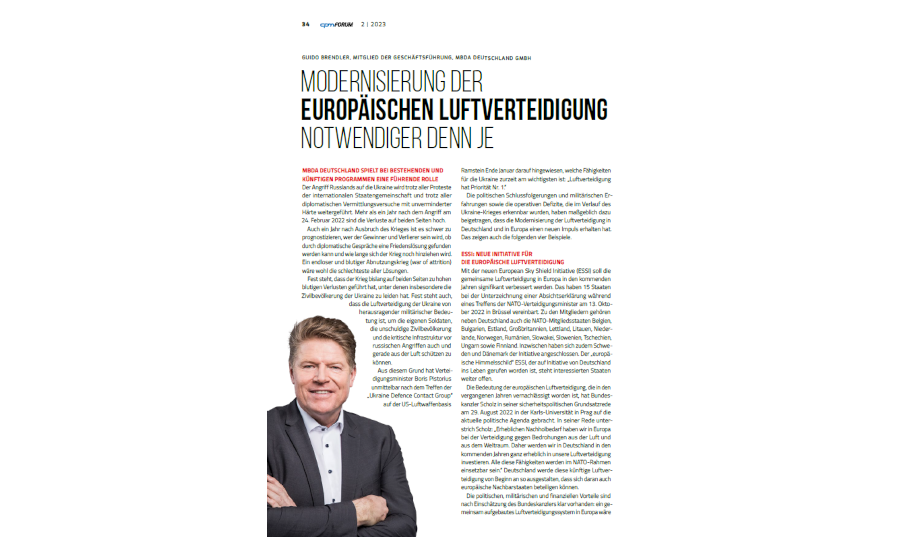 Interview mit Guido Brendler, Mitglied der Geschäftsleitung MBDA Deutschland