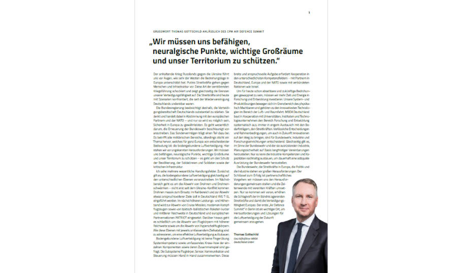 Vorwort von Thomas Gottschild, Geschäftsführer MBDA Deutschland