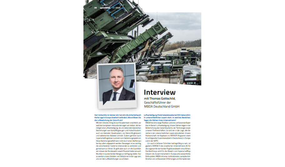 Interview mit Thomas Gottschild, Geschäftsführer MBDA Deutschland