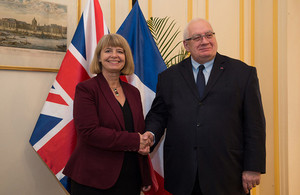 Minister Harriett Baldwin with her French counterpart Laurent Collet-Billon.
