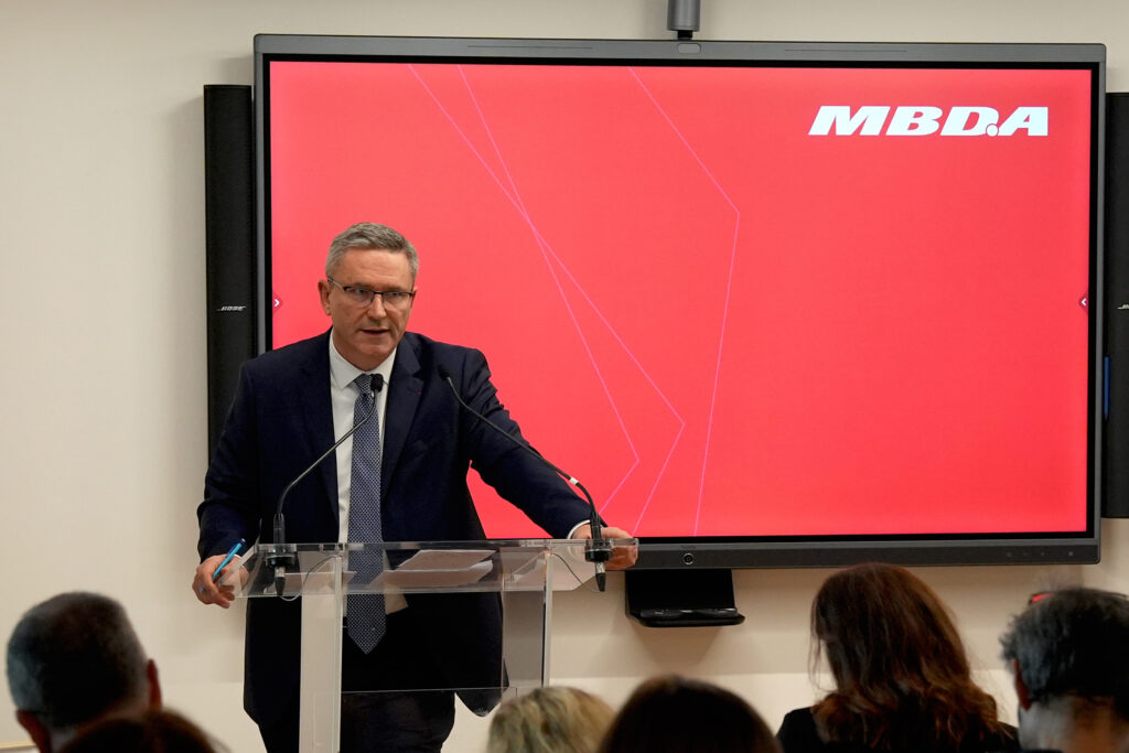 Image from MBDA annual press conference of CEO Eric Béranger